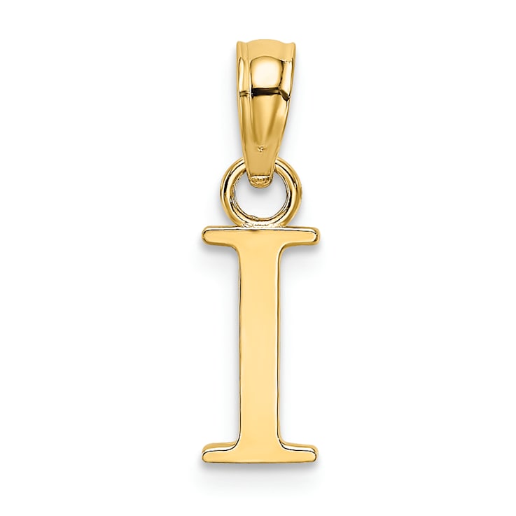 14k Yellow Gold Polished Block Letter I Initial Pendant