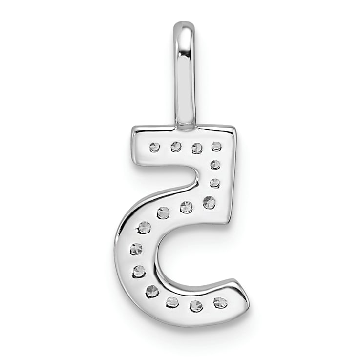 Rhodium Over 14k White Gold Diamond Number 5 Pendant