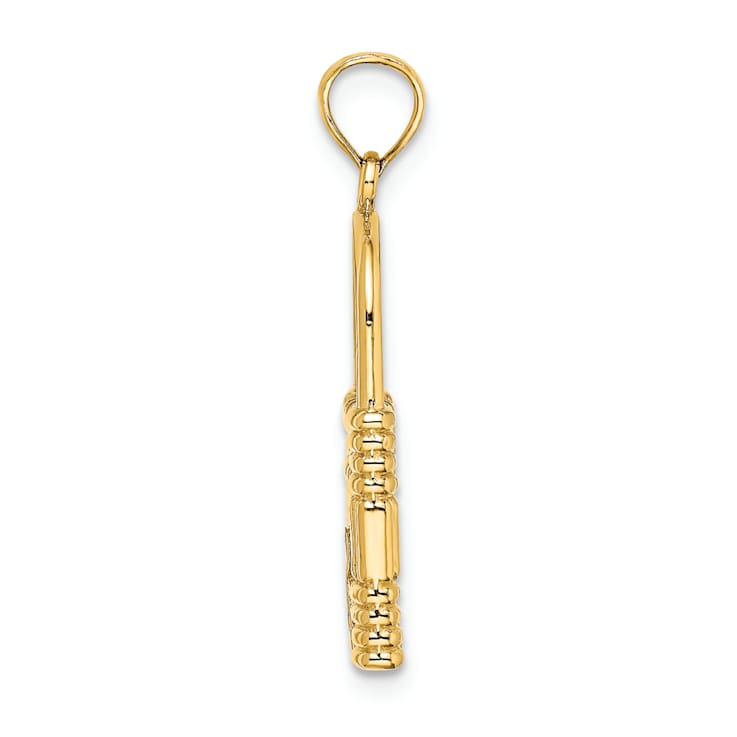 14K Yellow Gold 3D Padlock with Key Hole Charm