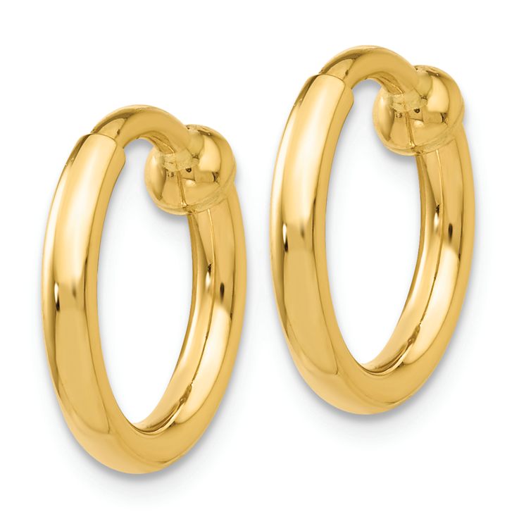 14k Yellow Gold Non-Pierced 3/8" Hoop Earrings