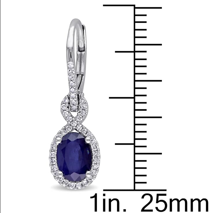 Diffused Sapphire and Diamond 10K White Gold Earrings 2.24ctw