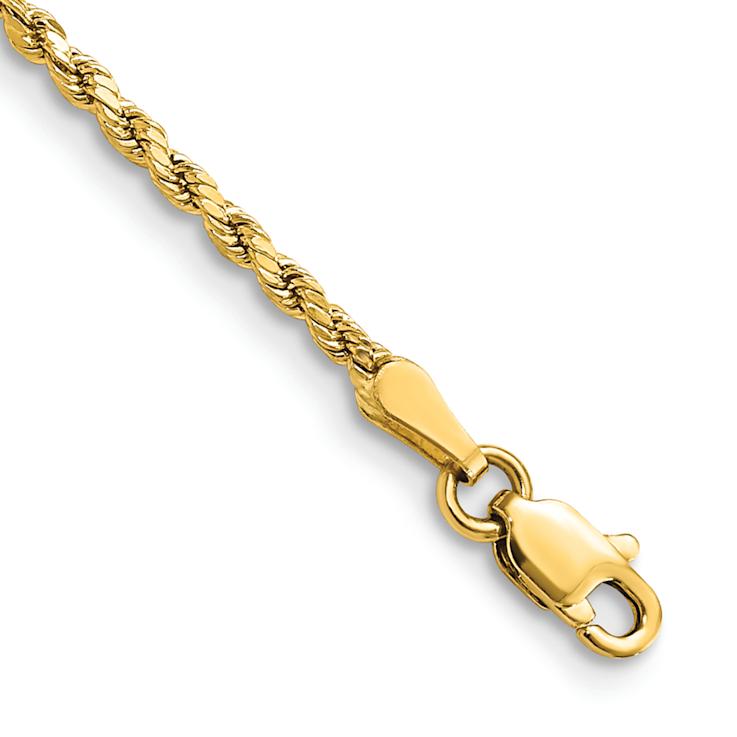 10k Yellow Gold 2mm Diamond-Cut Rope Link Bracelet
