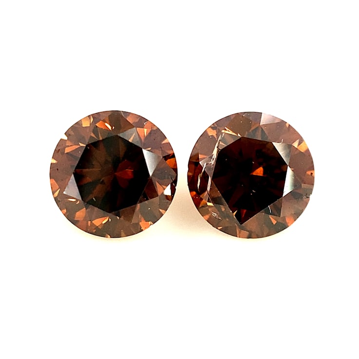 Natural Mocha Brown Diamond 5.74mm Round Matched Pair 1.49ctw
