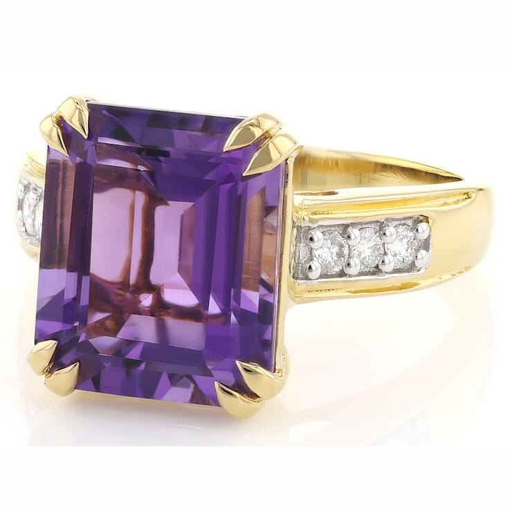 Amethyst And Lab-Grown Diamond Ring In 18K Gold Over Sterling Silver 4.81ctw