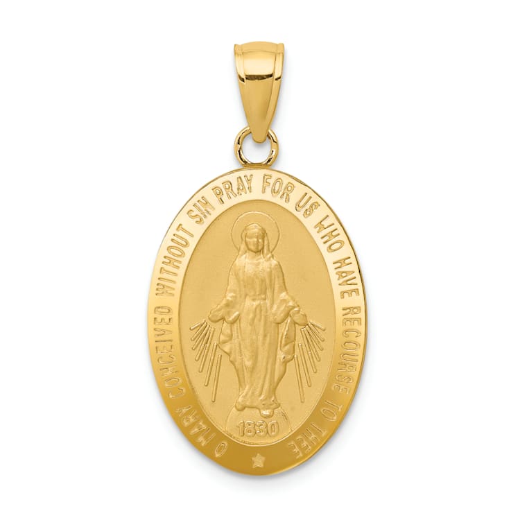 14K Yellow Gold Miraculous Medal Pendant