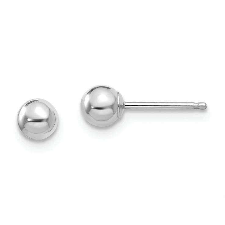 Rhodium Over 14k White Gold Polished 4mm Ball Stud Earrings