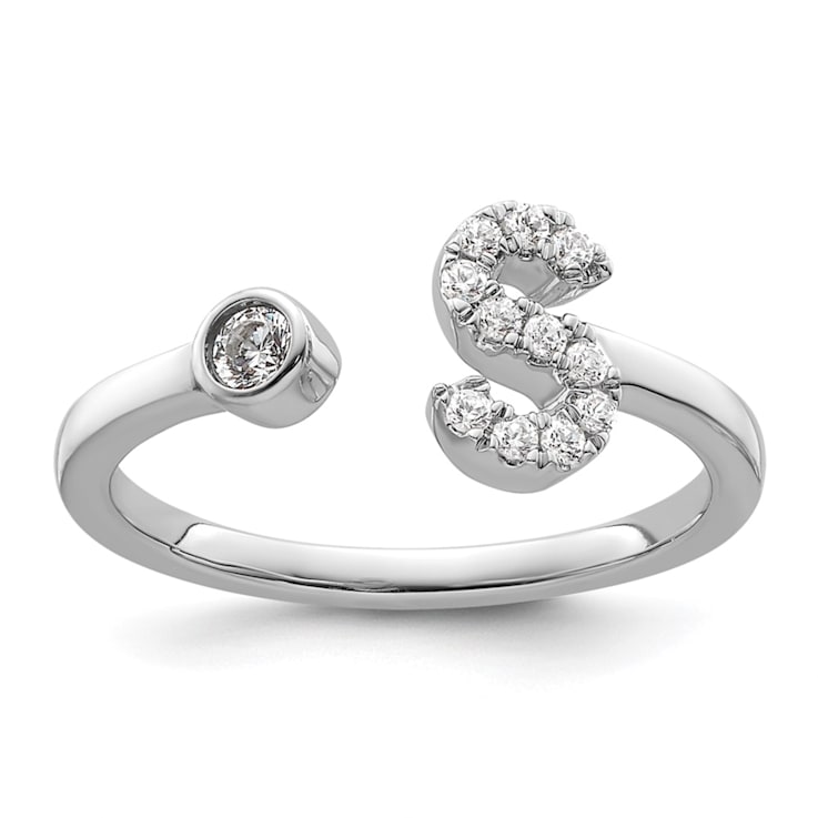 Rhodium Over 14K White Gold Lab Grown Diamond VS/SI GH, Initial S
Adjustable Ring