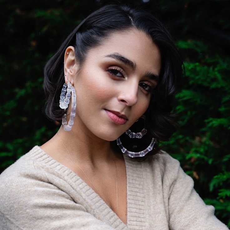 14K Yellow Gold Over Sterling Silver XL Bamboo Acrylic Hoops in Clear