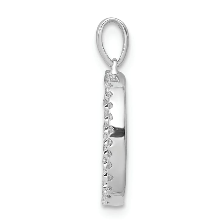 Rhodium Over 14K White Gold Diamond Letter D Initial Pendant