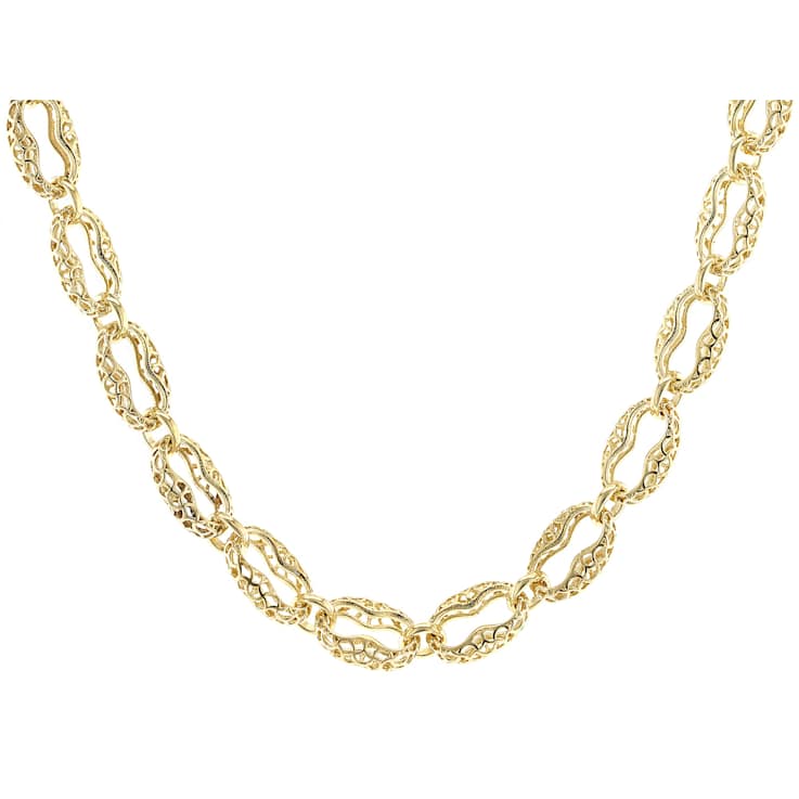 Turkish Mariner Chain Necklace In 18K Gold Over Sterling Silver 8mm 16 Inch