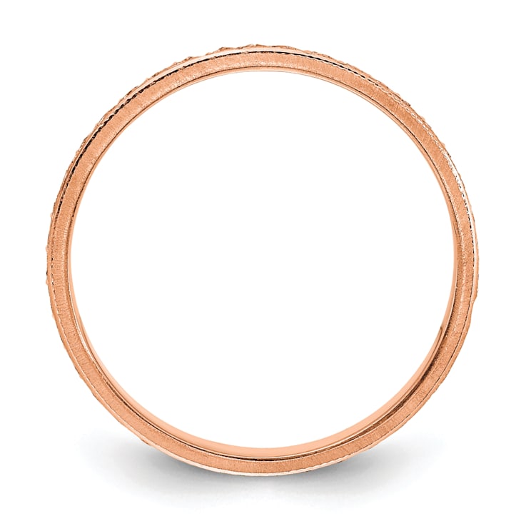 14K Rose Gold 3mm Design Etched Wedding Band