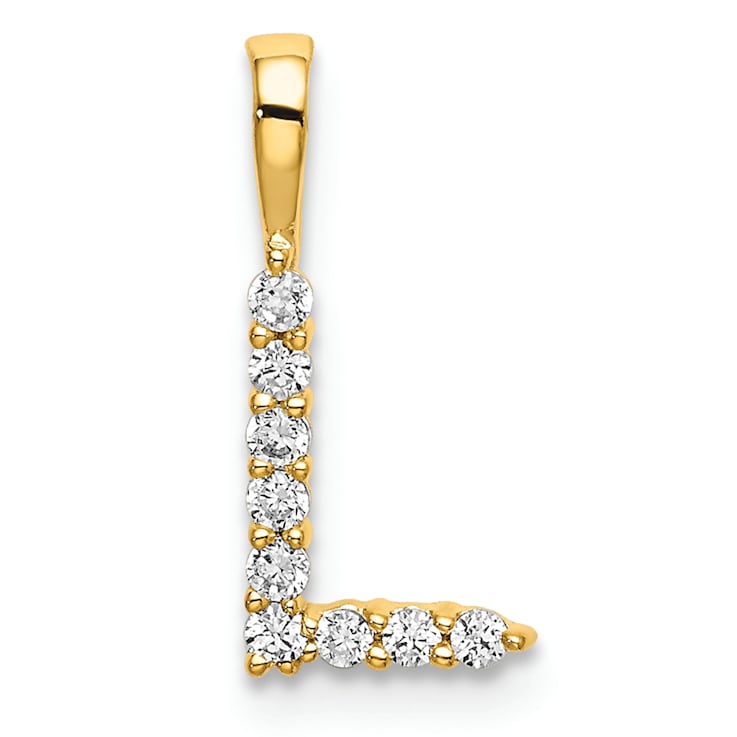 14K Yellow Gold Lab Grown Diamond Letter L Initial Pendant