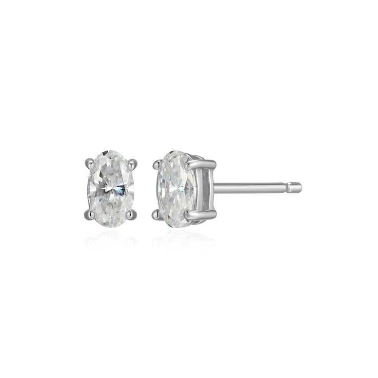 Oval Moissanite Platineve Stud Earrings 0.52ctw DEW