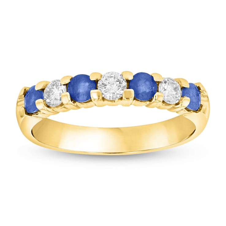 0.75ctw Sapphire and Diamond Band Ring in 14k Yellow Gold