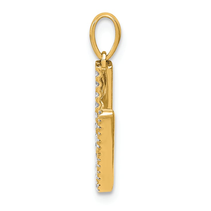 14K Yellow Gold Diamond Letter V Initial Pendant