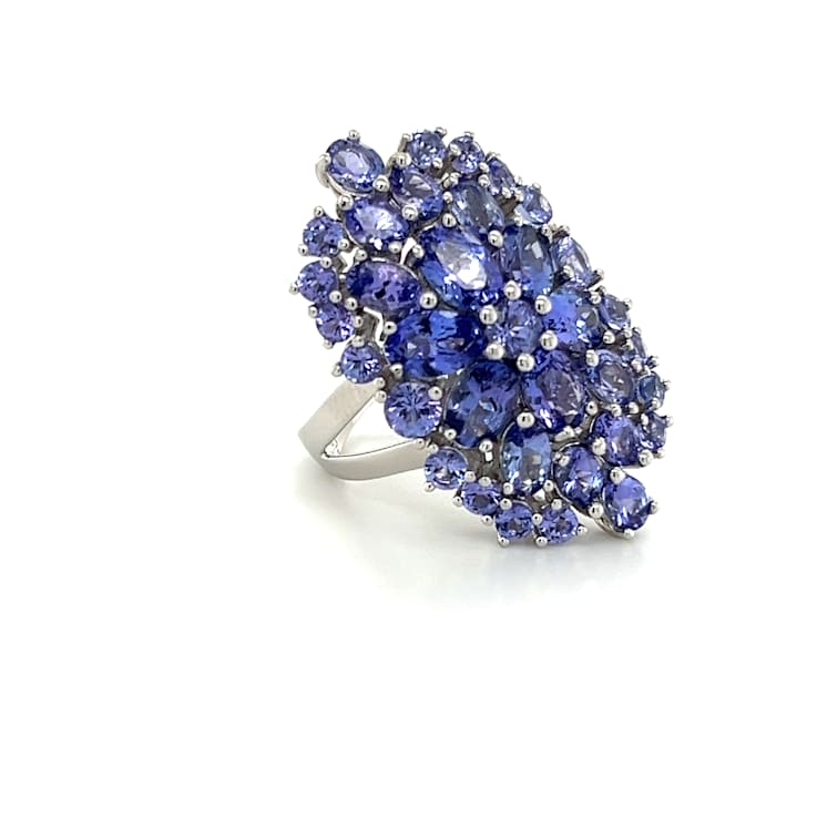 Rhodium Over Sterling Silver Mixed Shape Tanzanite Ring 4.97ctw