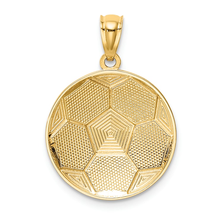 14k Yellow Gold Textured Soccer Ball Pendant