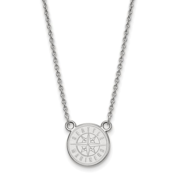 Rhodium Over Sterling Silver MLB LogoArt Seattle Mariners Pendant Necklace