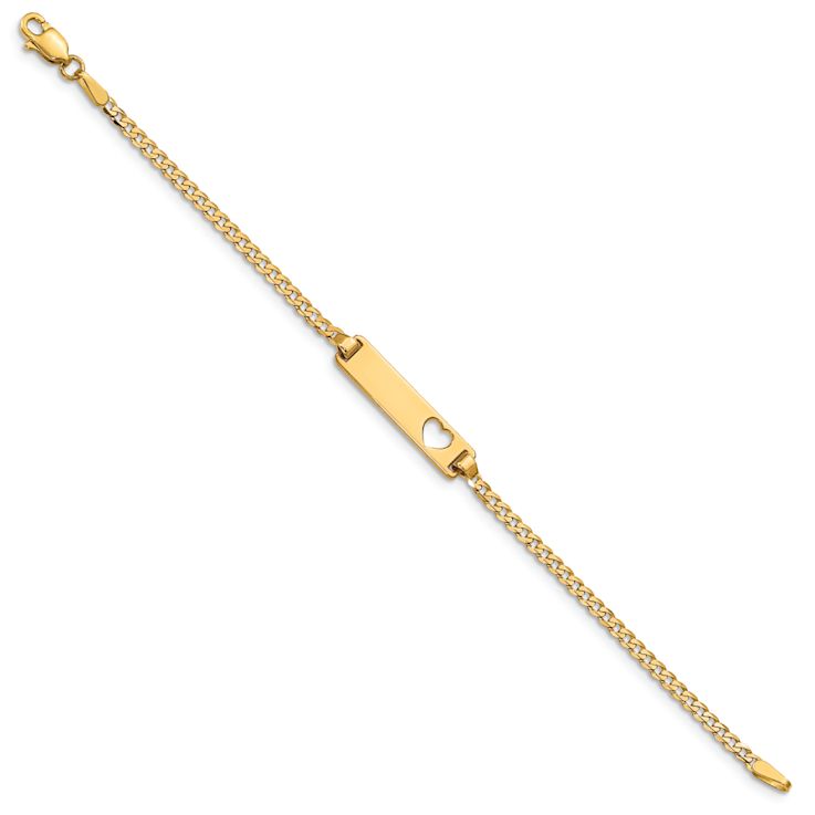 10k Yellow Gold Children's Flat Curb Link ID Bracelet