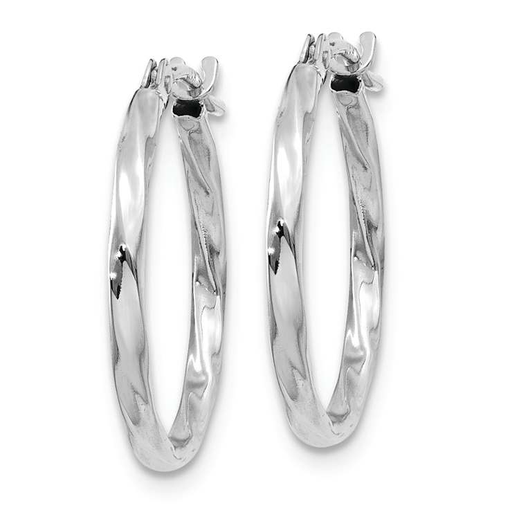 Rhodium Over 14k White Gold 1/2" Twisted Hoop Earrings