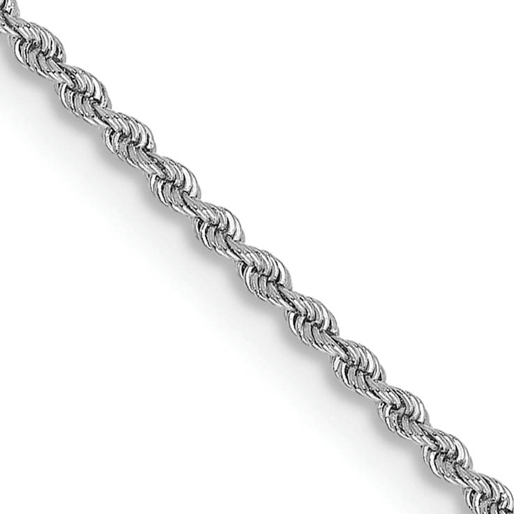 Rhodium Over 14k White Gold 2mm Solid Rope 22 Inch Chain