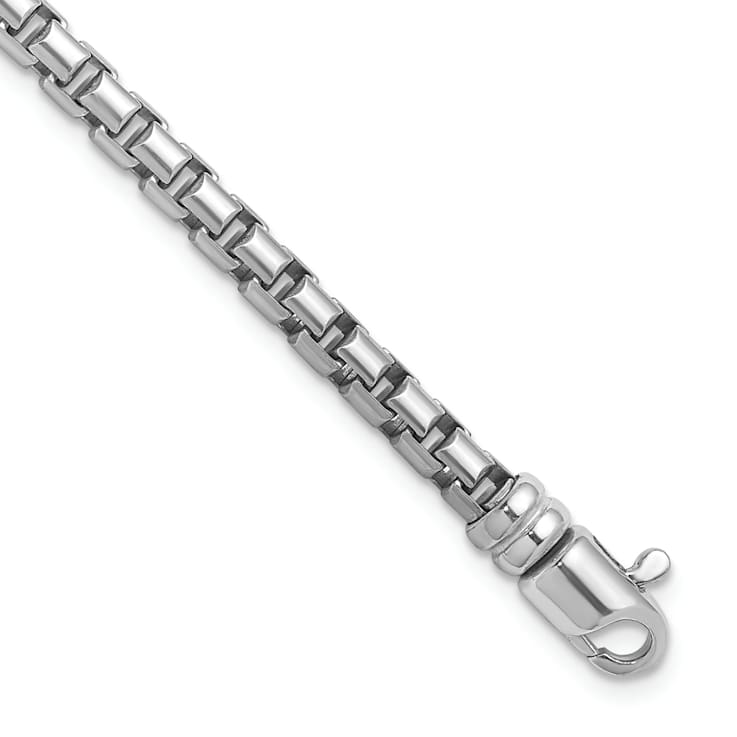 Rhodium Over Sterling Silver Polished 5.0mm Box 8 Inch Chain