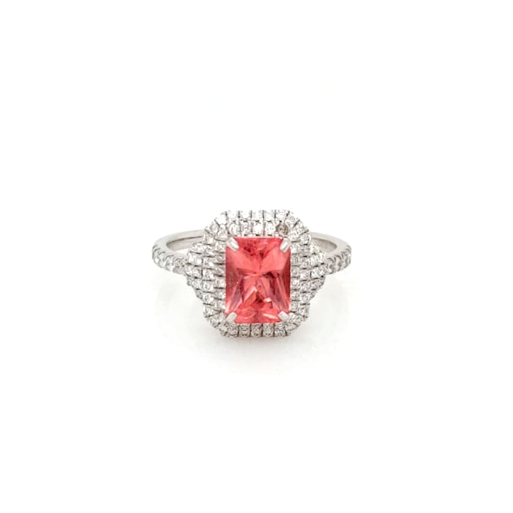 1.78 Cts Rhodochrosite and 0.58 Cts White Diamond Ring in 14K WG 1CMGBA