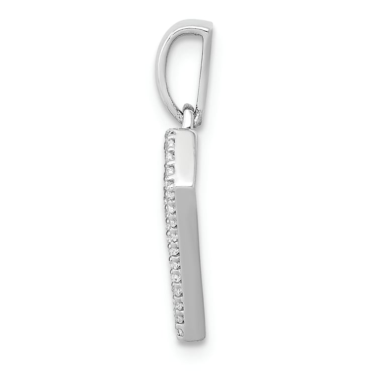 Rhodium Over 14k White Gold Diamond Gemstone-shape Pendant