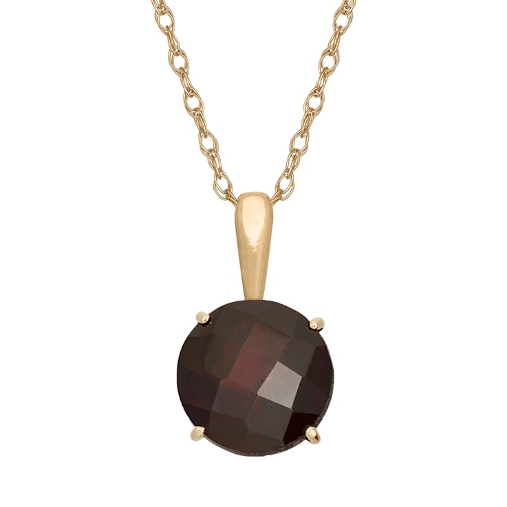 Round Garnet 10K Yellow Gold Pendant 1.30ctw