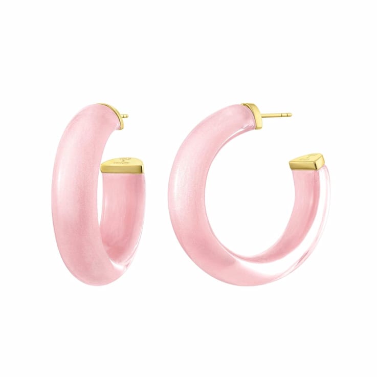 14K Yellow Gold Over Sterling Silver Small Illusion Acrylic Hoop
Earrings in Ballerina Slipper