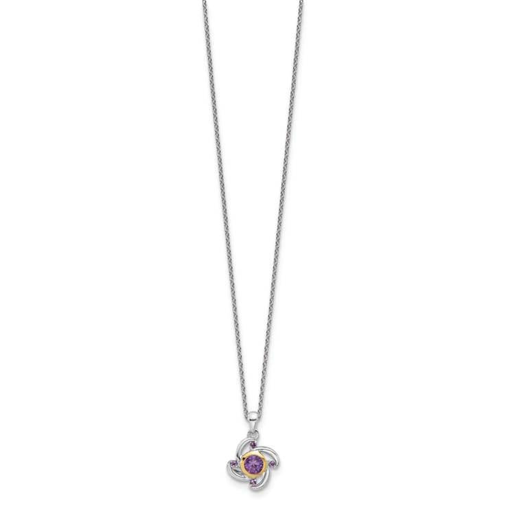 Rhodium Over Sterling Silver with 14K Accent Amethyst and Pink Quartz
18-inch Necklace