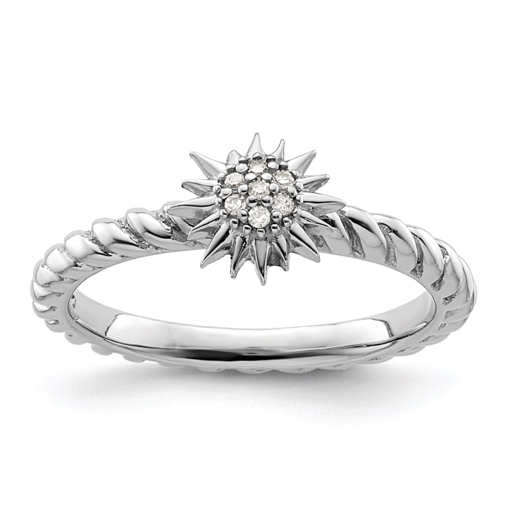 Sterling Silver Stackable Expressions Diamond Star Ring 0.035ctw