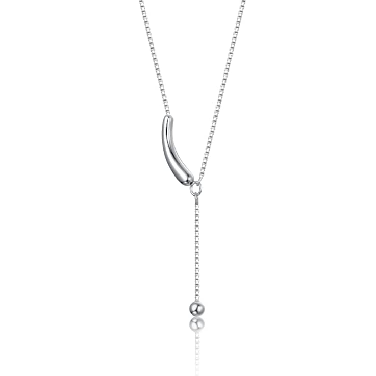 Minimalist Curved Bar Y-Necklace In Sterling Silver