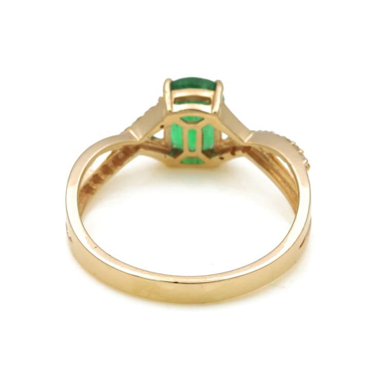 1.09 Ctw Emerald with 0.12 Ctw Diamond Ring in 14K