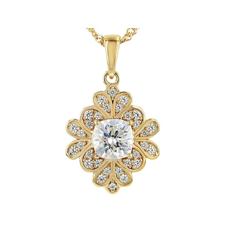 Diamond Simulant Pendant Necklace In 18K Gold Over Sterling Silver 3.92ctw