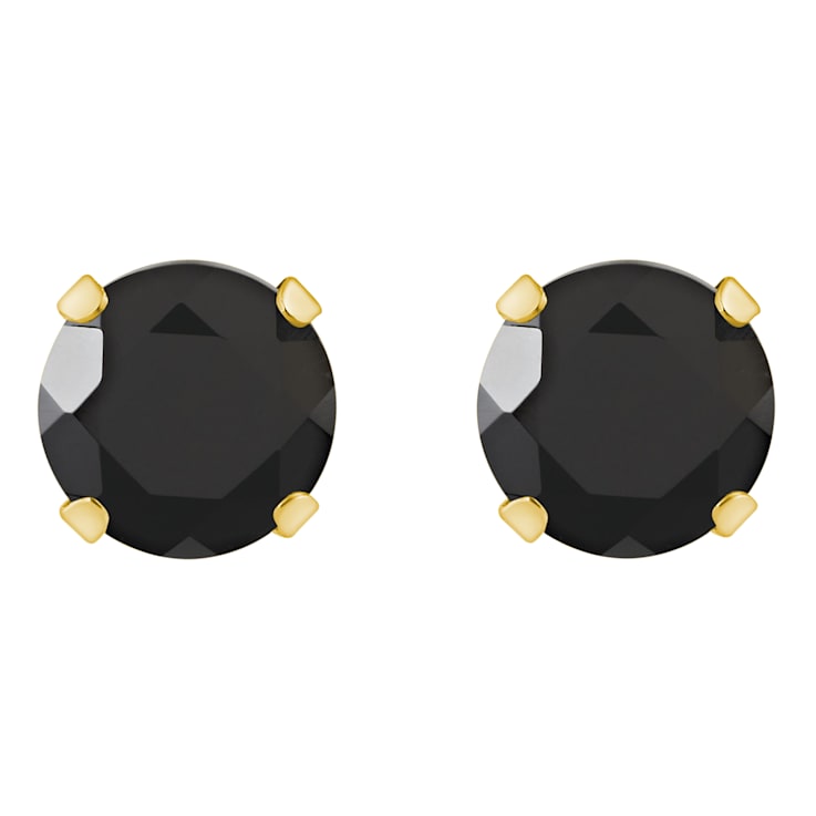 5mm Round Black Onyx 10k Yellow Gold Stud Earrings