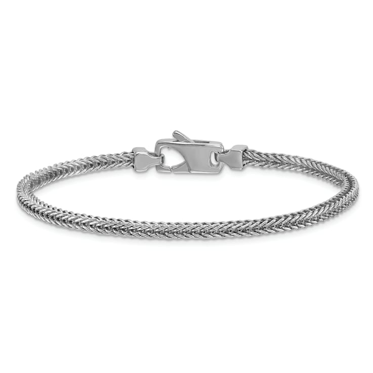 Rhodium Over Sterling Silver Polished 3.0mm Franco 8 Inch Chain Bracelet