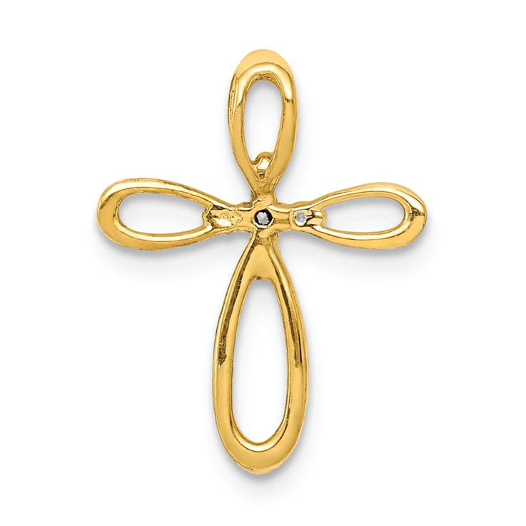 10k Yellow Gold and Rhodium Over 10k Yellow Gold Diamond Cross Chain
Slide Pendant