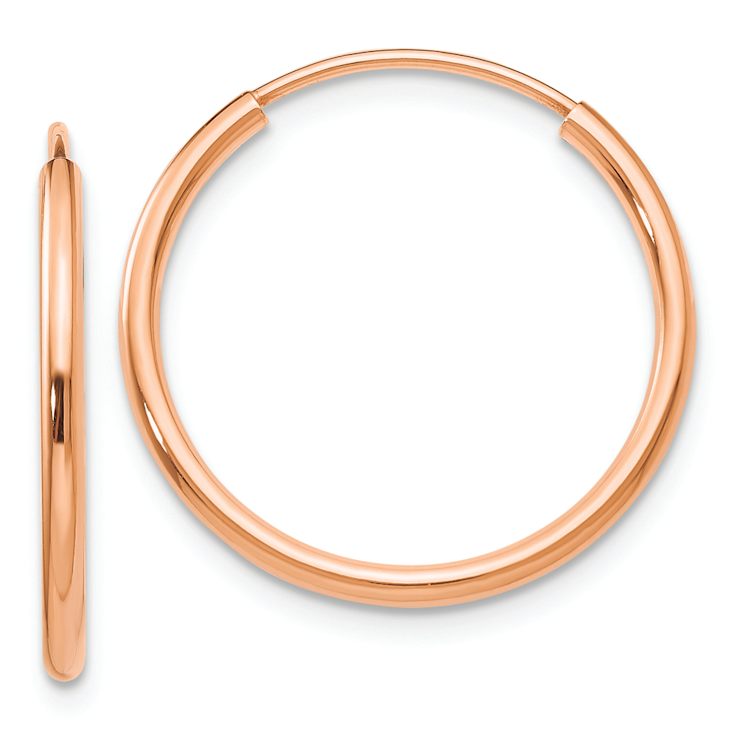 14k Rose Gold Polished 11/16" Endless Tube Hoop Earrings