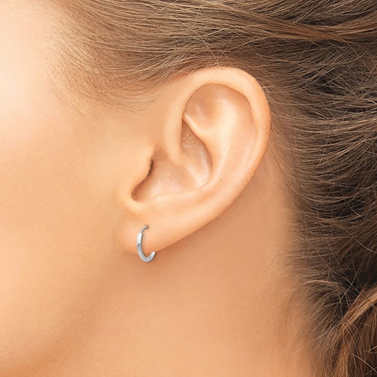 Rhodium Over 14K White Gold Endless Hoop Earrings - 14W63A