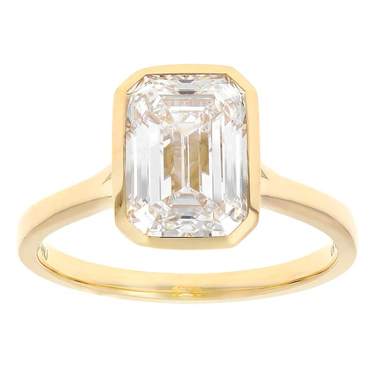 3ct Emerald-Cut Lab-Grown Diamond Solitaire Ring In Solid 14K Yellow Gold