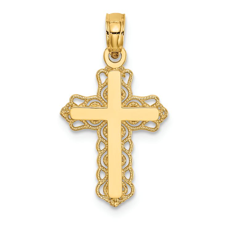 14k Yellow Gold Budded Cross Charm