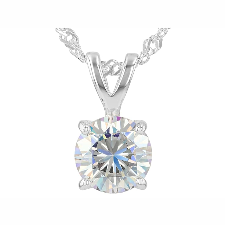 Diamond Simulant Solitaire Pendant Necklace In Sterling Silver 3.00ct