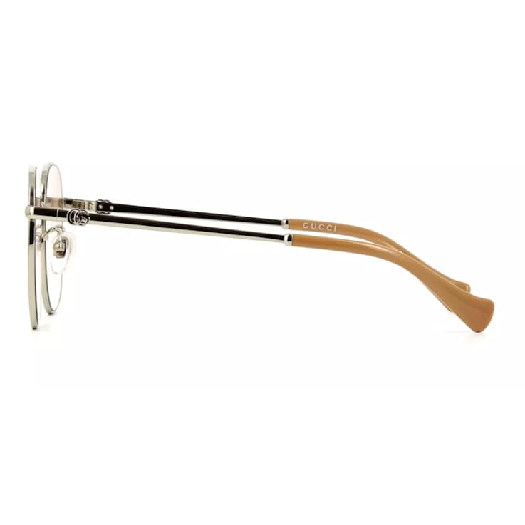 Gucci Silver Tone and Taupe Frame / Pink Lens Sunglasses