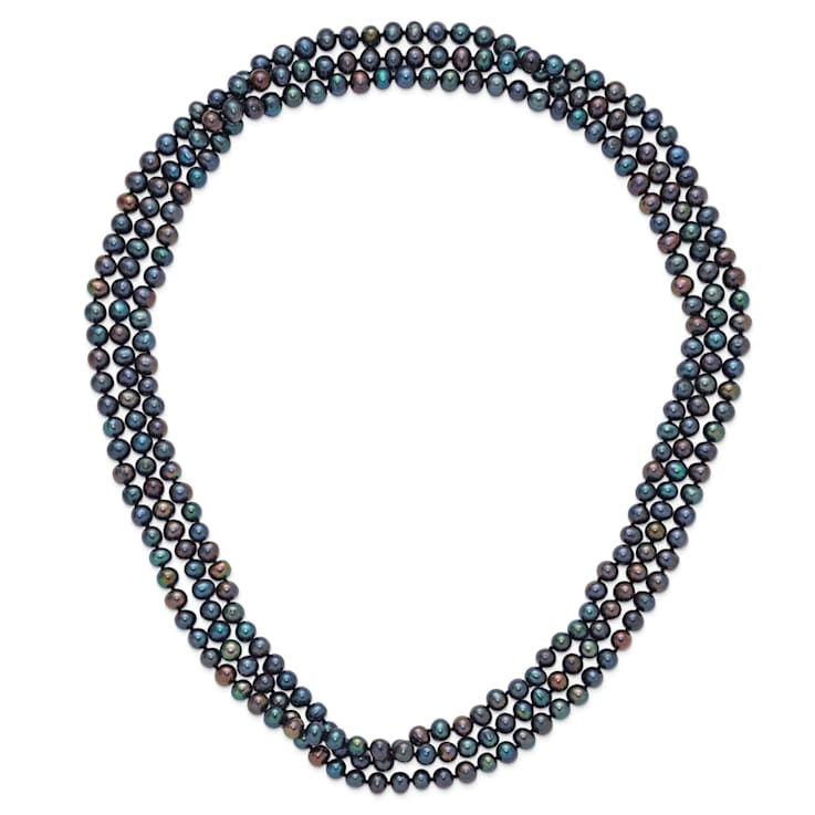 7-8mm Black Freshwater Cultured Pearl 76-inch Slip-on Necklace