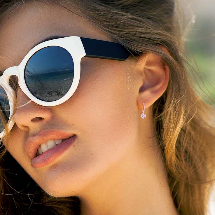 Morganite, White Topaz and Diamond 10K Pink Gold Earrings 1.13ctw