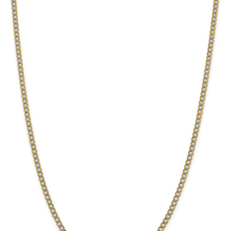 14k Yellow Gold and Rhodium Over 14k Yellow Gold Textured 3.4mm Pave
Curb 16 Inch Chain