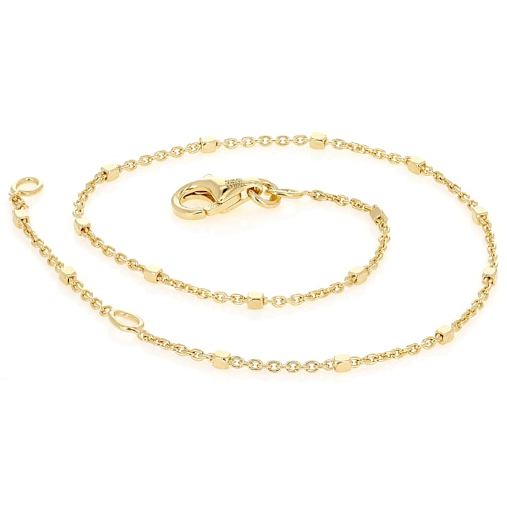 Square Bead Station Bracelet In 18K Gold Over Sterling Silver