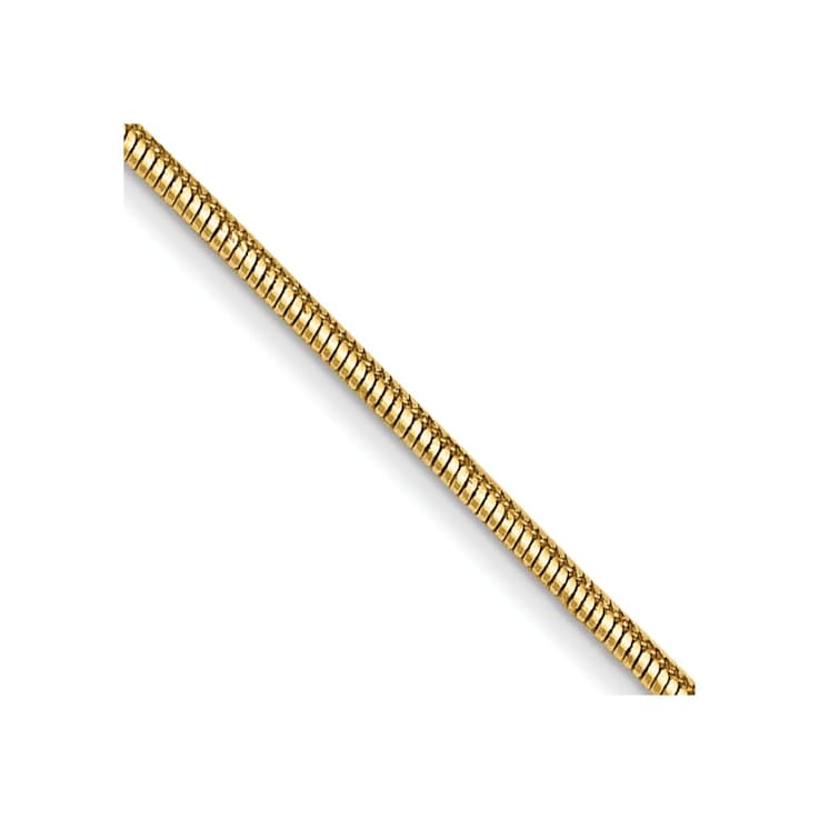14k Yellow Gold 0.80mm Round Snake Chain 16 Inches