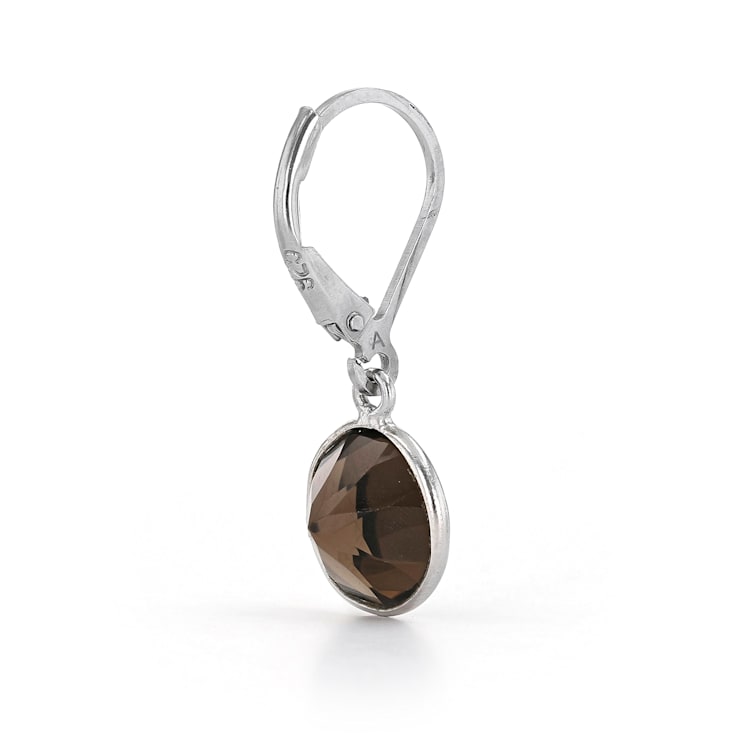 Brown Smoky Quartz Rhodium Over Sterling Silver Earrings 4.00ctw